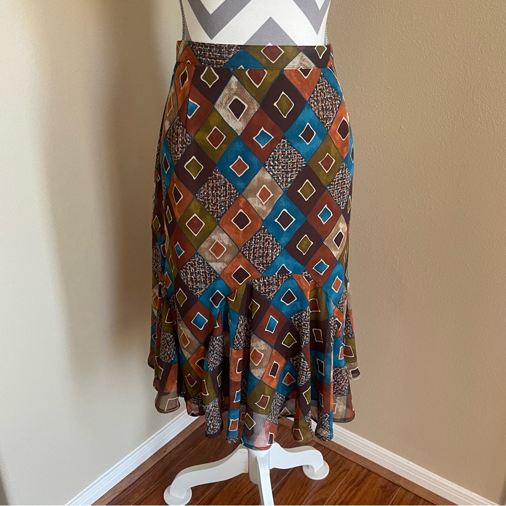 Ruby Rd. Skirt with Multicolor Diamond Pattern - Size: 16